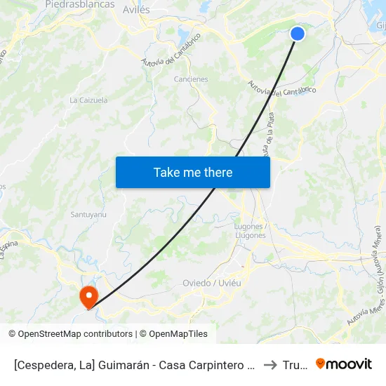 [Cespedera, La]  Guimarán - Casa Carpintero [Cta 00592] to Trubia map