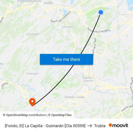 [Fondo, El]  La Capilla - Guimarán [Cta 00599] to Trubia map