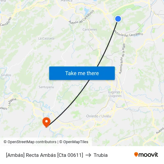 [Ambás]  Recta Ambás [Cta 00611] to Trubia map