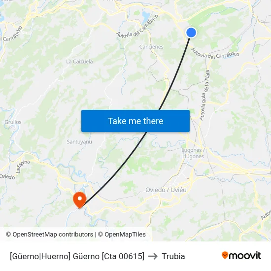 [Güerno|Huerno]  Güerno [Cta 00615] to Trubia map
