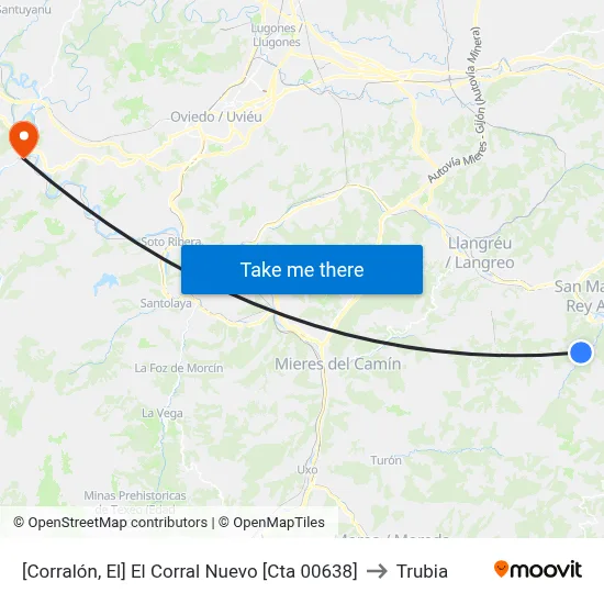 [Corralón, El]  El Corral Nuevo [Cta 00638] to Trubia map