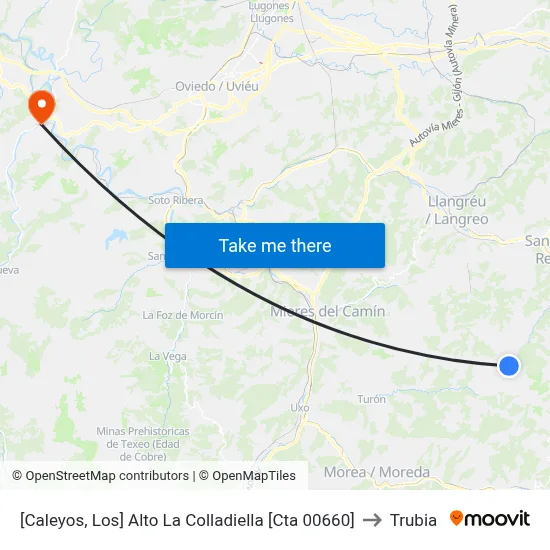 [Caleyos, Los]  Alto La Colladiella [Cta 00660] to Trubia map