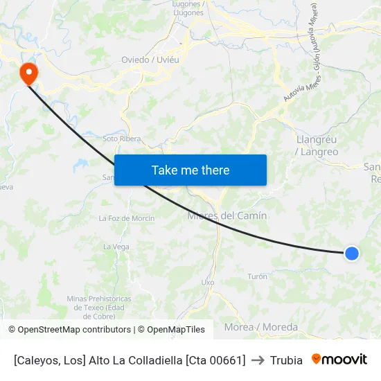 [Caleyos, Los]  Alto La Colladiella [Cta 00661] to Trubia map