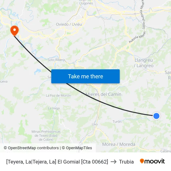 [Teyera, La|Tejera, La]  El Gomial [Cta 00662] to Trubia map