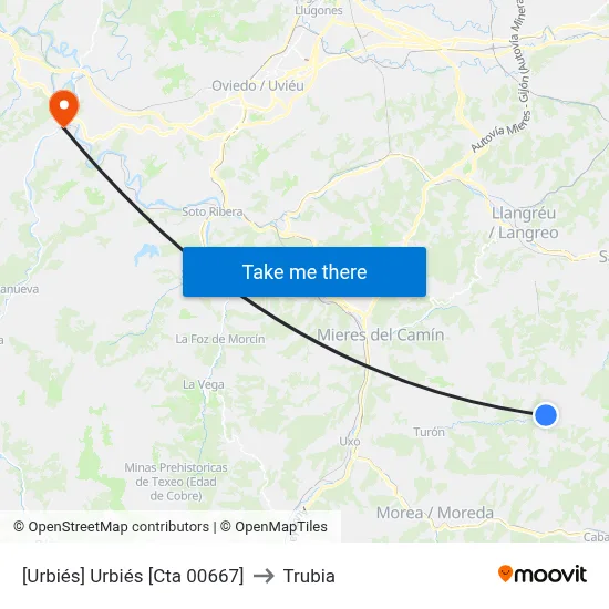 [Urbiés]  Urbiés [Cta 00667] to Trubia map