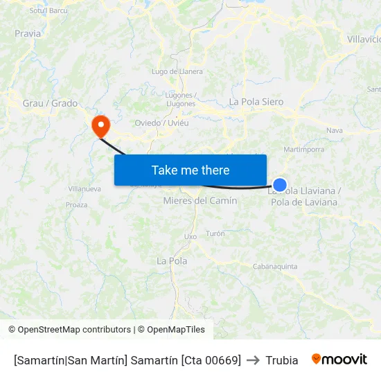 [Samartín|San Martín]  Samartín [Cta 00669] to Trubia map