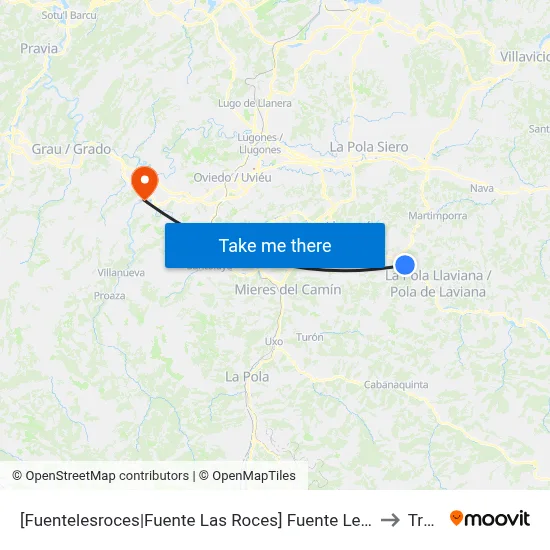[Fuentelesroces|Fuente Las Roces]  Fuente Les Roces [Cta 00673] to Trubia map