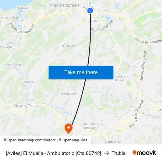 [Avilés]  El Muelle - Ambulatorio [Cta 00742] to Trubia map