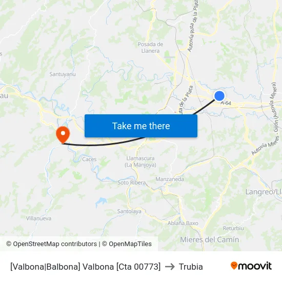 [Valbona|Balbona]  Valbona [Cta 00773] to Trubia map