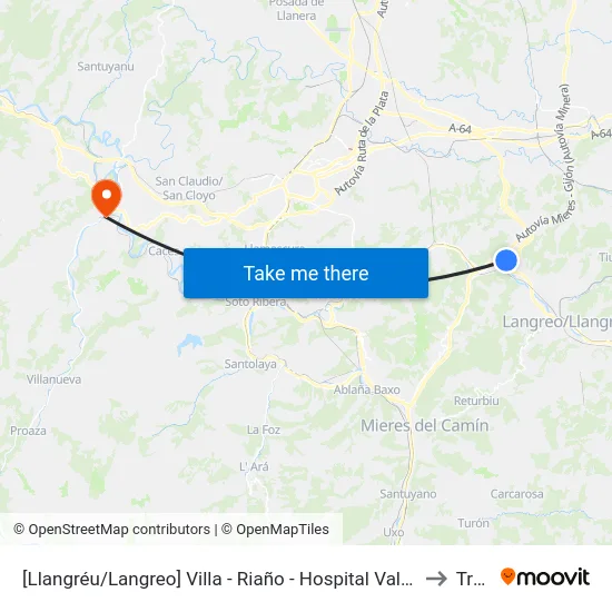 [Llangréu/Langreo]  Villa - Riaño - Hospital Valle Del Nalón [Cta 00797] to Trubia map