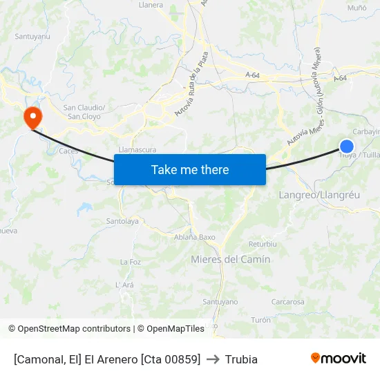 [Camonal, El]  El Arenero [Cta 00859] to Trubia map