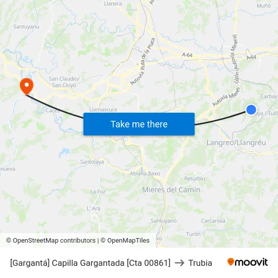 [Gargantá]  Capilla Gargantada [Cta 00861] to Trubia map
