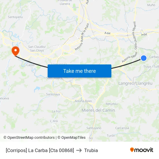 [Corripos]  La Carba [Cta 00868] to Trubia map