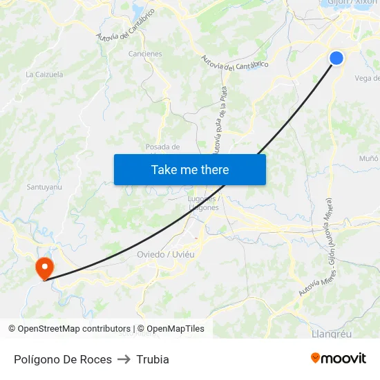 Polígono De Roces to Trubia map