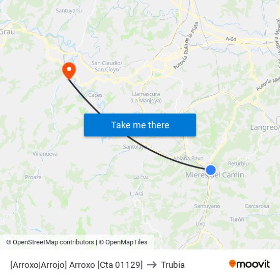 [Arroxo|Arrojo]  Arroxo [Cta 01129] to Trubia map