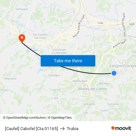 [Caufel]  Cabofel [Cta 01165] to Trubia map