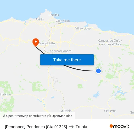 [Pendones]  Pendones [Cta 01223] to Trubia map