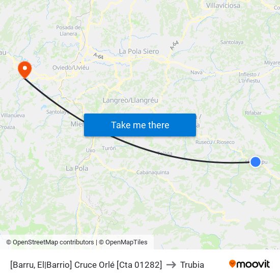 [Barru, El|Barrio]  Cruce Orlé [Cta 01282] to Trubia map