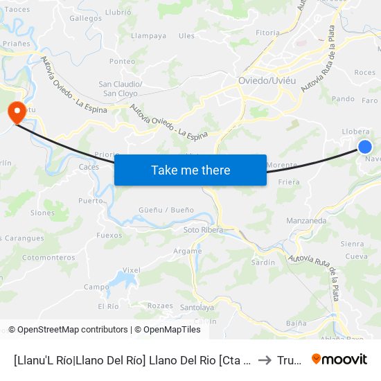 [Llanu'L Río|Llano Del Río]  Llano Del Rio [Cta 01307] to Trubia map