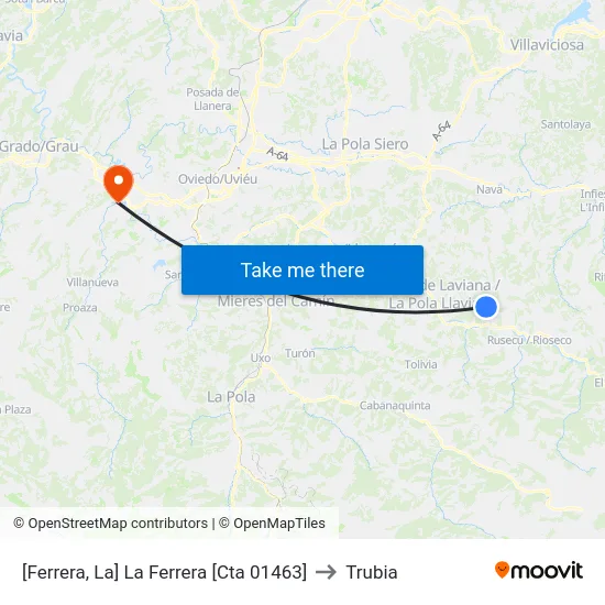 [Ferrera, La]  La Ferrera [Cta 01463] to Trubia map