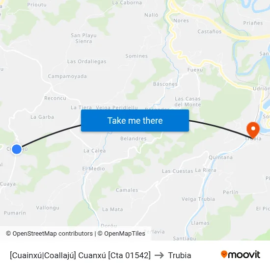 [Cuainxú|Coallajú]  Cuanxú [Cta 01542] to Trubia map