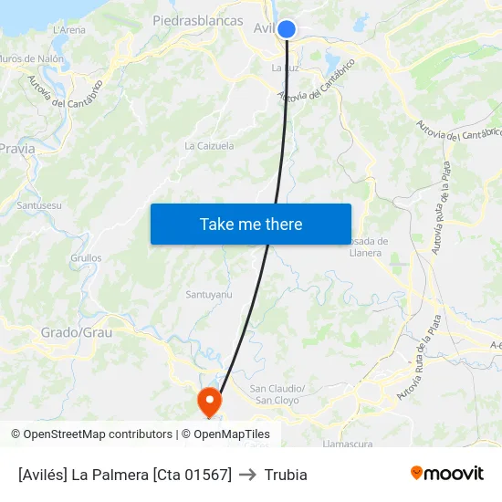 [Avilés]  La Palmera [Cta 01567] to Trubia map