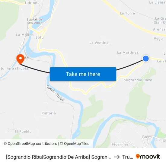 [Sograndio Riba|Sograndio De Arriba]  Sograndio [Cta 01607] to Trubia map