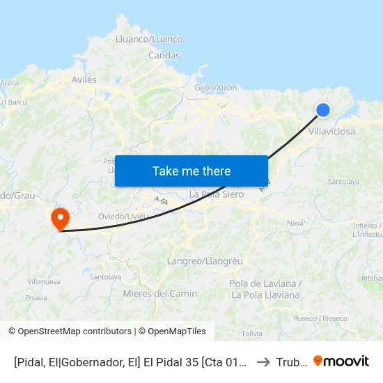 [Pidal, El|Gobernador, El]  El Pidal 35 [Cta 01870] to Trubia map
