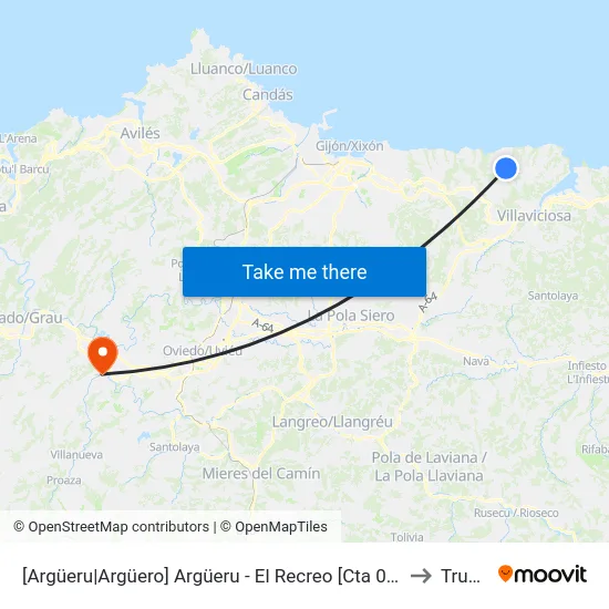 [Argüeru|Argüero]  Argüeru - El Recreo [Cta 01873] to Trubia map