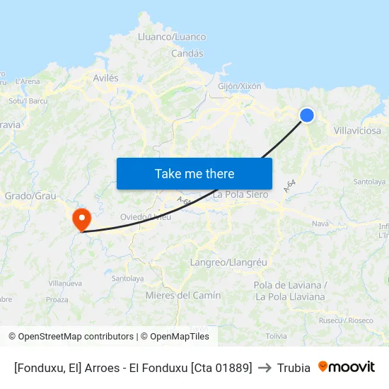 [Fonduxu, El]  Arroes - El Fonduxu [Cta 01889] to Trubia map