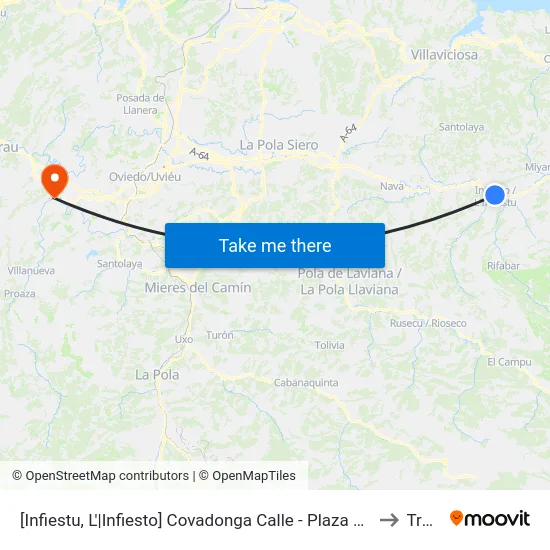 [Infiestu, L'|Infiesto]  Covadonga Calle - Plaza Mayor [Cta 01935] to Trubia map