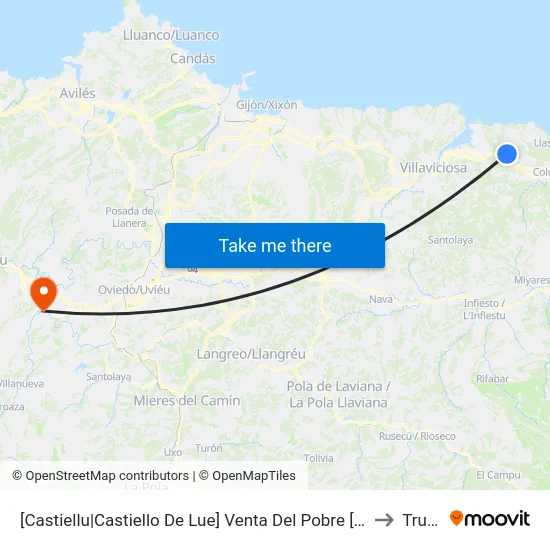 [Castiellu|Castiello De Lue]  Venta Del Pobre [Cta 01957] to Trubia map