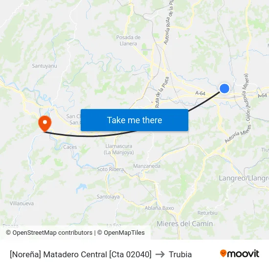 [Noreña]  Matadero Central [Cta 02040] to Trubia map