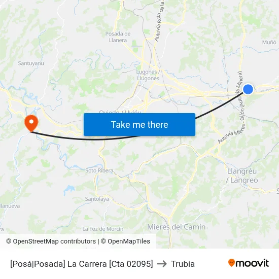 [Posá|Posada]  La Carrera [Cta 02095] to Trubia map