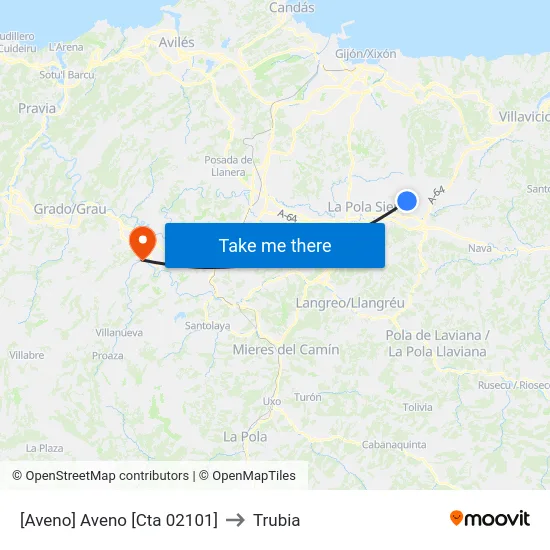 [Aveno]  Aveno [Cta 02101] to Trubia map