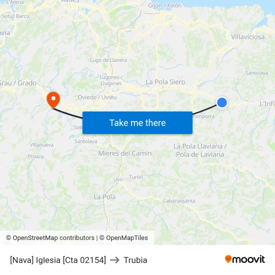 [Nava]  Iglesia [Cta 02154] to Trubia map