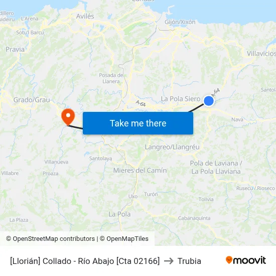 [Llorián]  Collado - Río Abajo [Cta 02166] to Trubia map