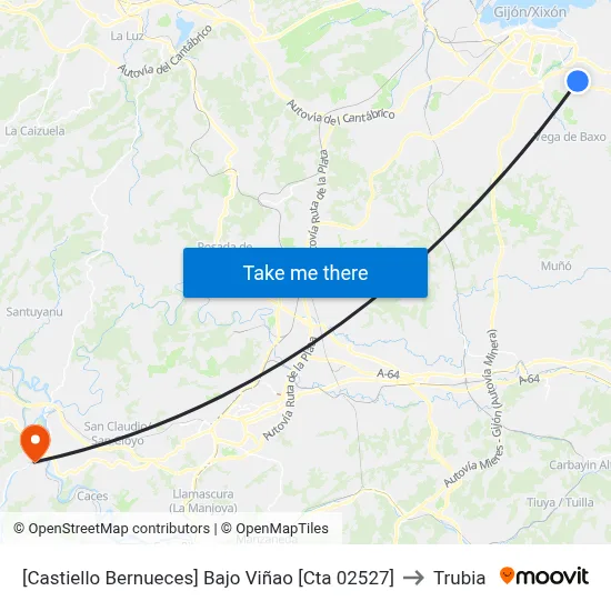 [Castiello Bernueces]  Bajo Viñao [Cta 02527] to Trubia map