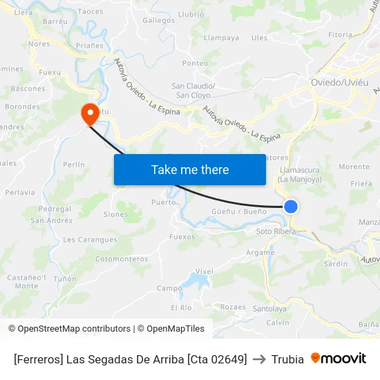 [Ferreros]  Las Segadas De Arriba [Cta 02649] to Trubia map