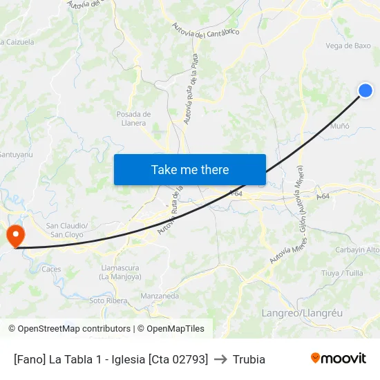 [Fano]  La Tabla 1 - Iglesia [Cta 02793] to Trubia map