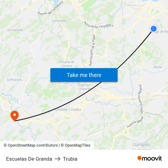 Escuelas De Granda to Trubia map