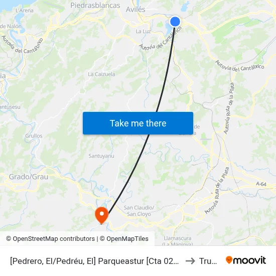 [Pedrero, El/Pedréu, El]  Parqueastur [Cta 02845] to Trubia map