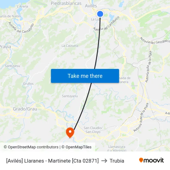 [Avilés]  Llaranes - Martinete [Cta 02871] to Trubia map
