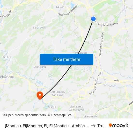 [Monticu, El|Montico, El]  El Monticu - Ambás [Cta 02938] to Trubia map