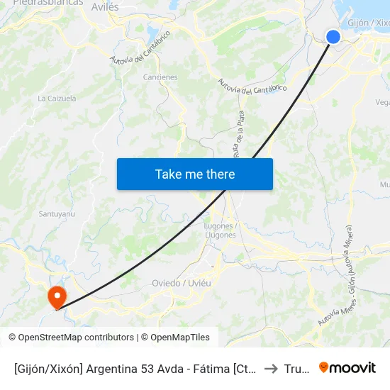 [Gijón/Xixón]  Argentina 53 Avda - Fátima [Cta 02941] to Trubia map
