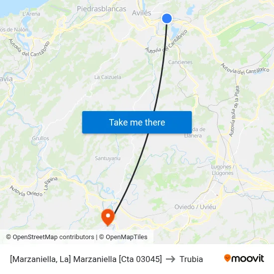 [Marzaniella, La]  Marzaniella [Cta 03045] to Trubia map
