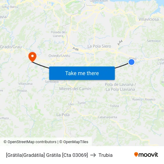 [Grátila|Gradátila]  Grátila [Cta 03069] to Trubia map