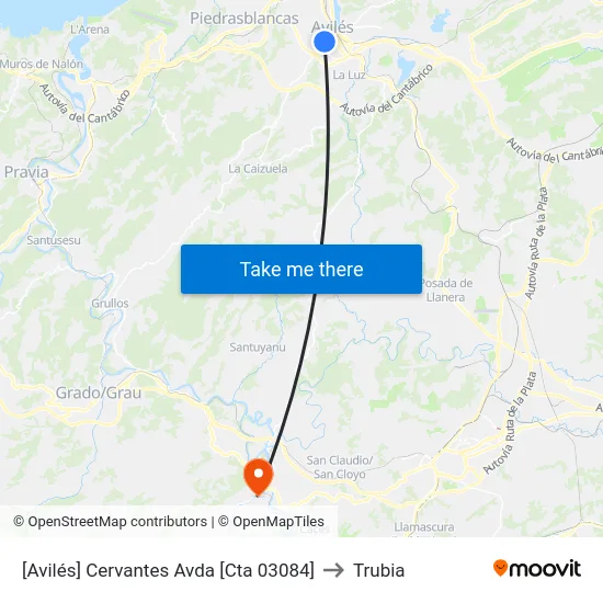 [Avilés]  Cervantes Avda [Cta 03084] to Trubia map