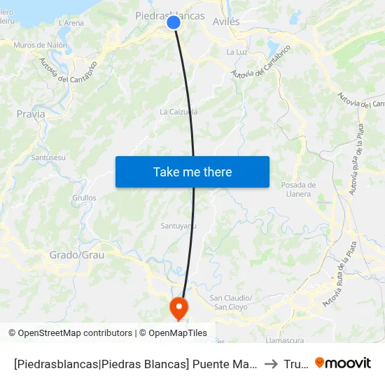 [Piedrasblancas|Piedras Blancas]  Puente Martín [Cta 03087] to Trubia map