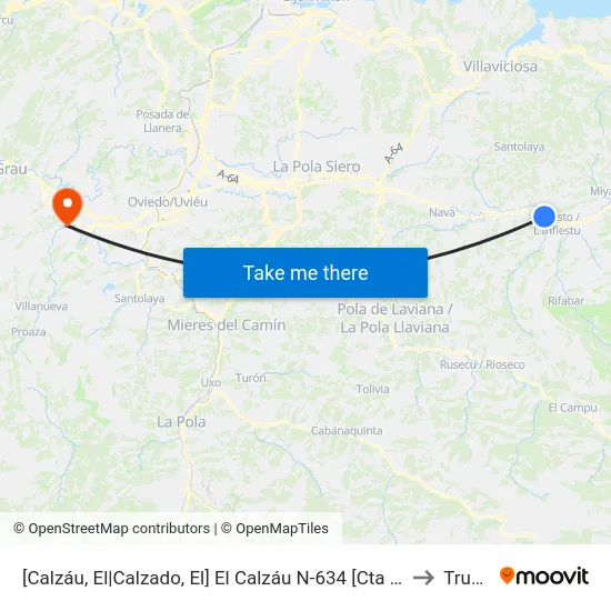 [Calzáu, El|Calzado, El]  El Calzáu N-634 [Cta 03116] to Trubia map